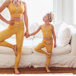 Flexi Lexi yoga pants set mustard yellow kids